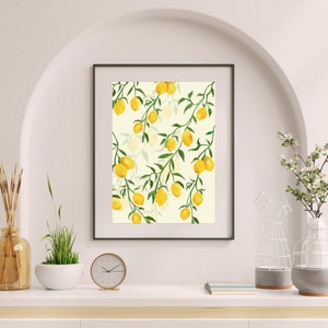 Lemon Tree Print, Fruit Wall Art Decor, Lemon Printable, Vintage Fruit Art, Citrus Illustration, Kitchen Decor, Botanic art, Digital Poster