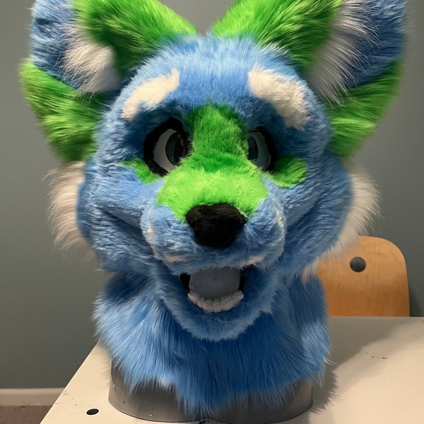 Blue and green fursuit head