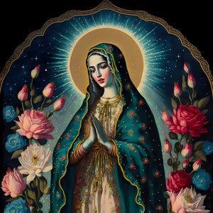 Our Lady of Guadalupe 5x7 Altar Print, Vintage Style Mother Mary, Catholic Art, Religious Art, Spiritual Art, The Virgin Mary Art,