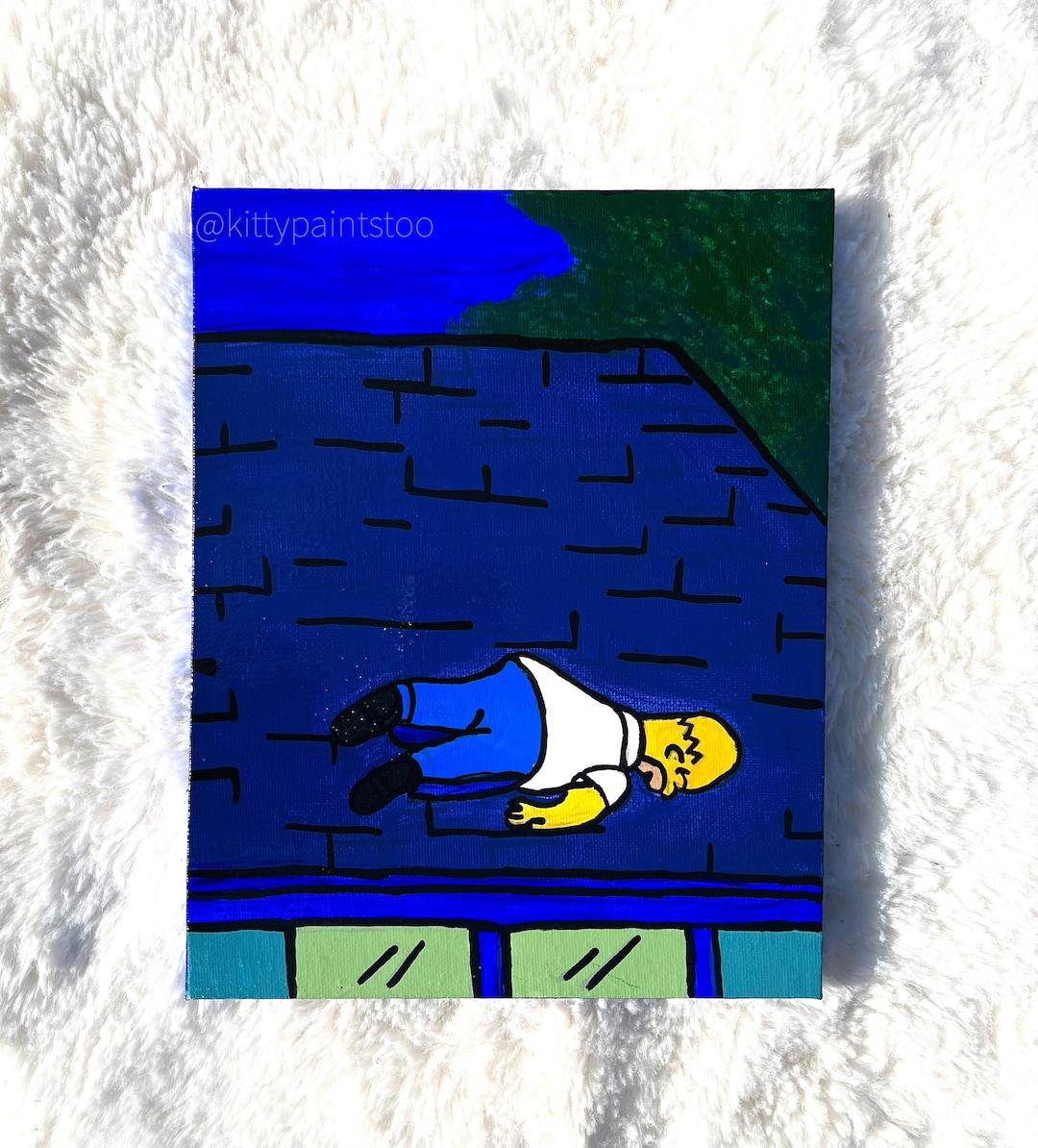 Simpson Poiting Homer Simpson Acrylic Painting 8x10 - Etsy