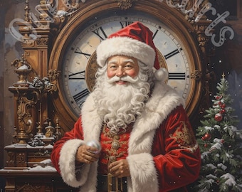 Christmas Santa Decoupage Rice Paper, Holiday Decorative Craft Sheet, Vintage Santa Claus Art Print