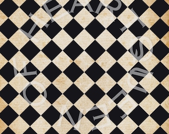 Antique Harlequin Decoupage Rice Paper, Vintage Checkered Craft Sheet, Decorative Japanese Rice Paper for Furniture & Mixed Media