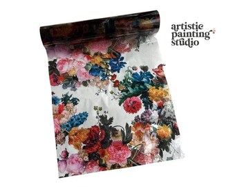 Decorative Foil for Fabric, Sandrina Floral Transparent Craft for Furniture Upcycle and Mixed Media