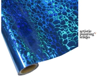 Pebbles Blue Craft Decorative Foil Sheet, Abstract Embellishment Foil for Fabric, Furniture, DIY Art