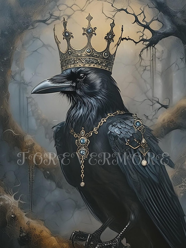 Gothic Raven Decoupage Rice Paper, Dark Fantasy Craft Sheet, Shadow ...