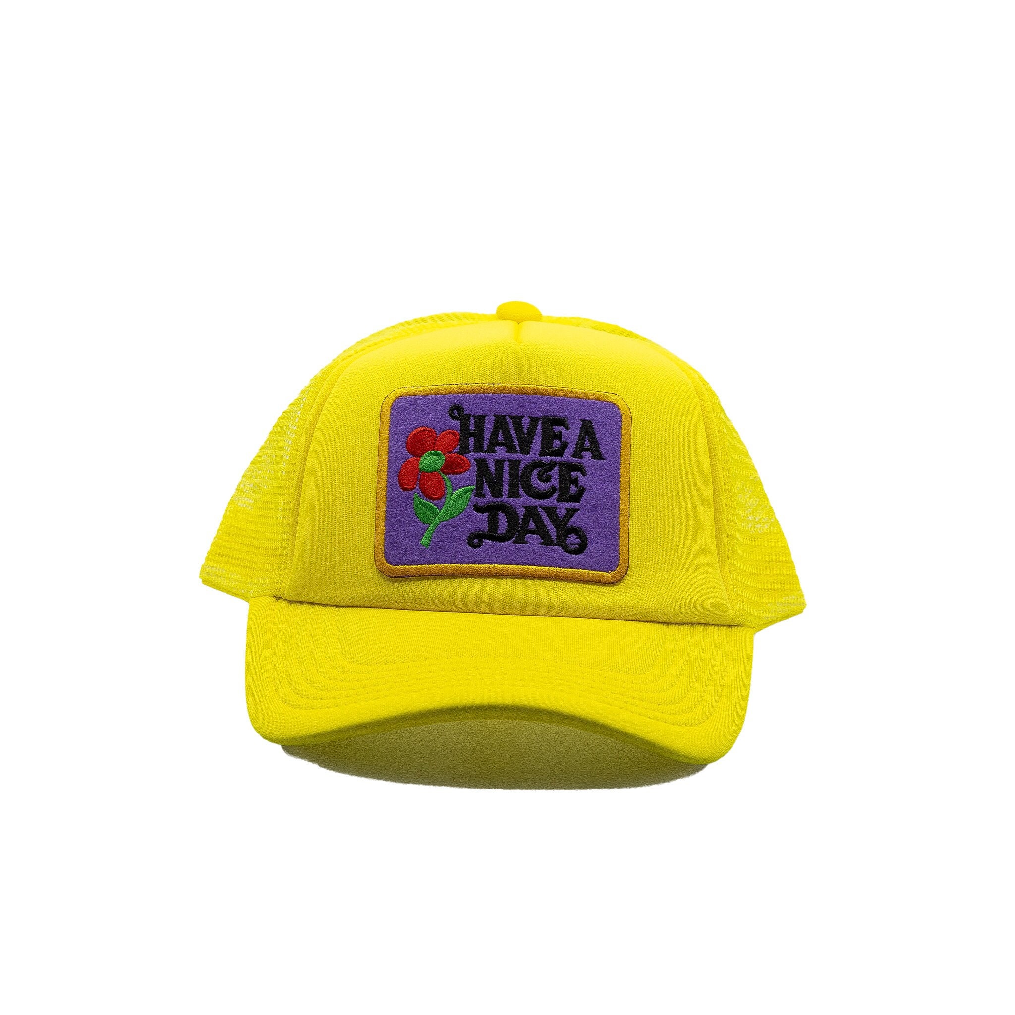 Have A Nice Day Style 1 Yellow Trucker Hat With Mesh Snap 
