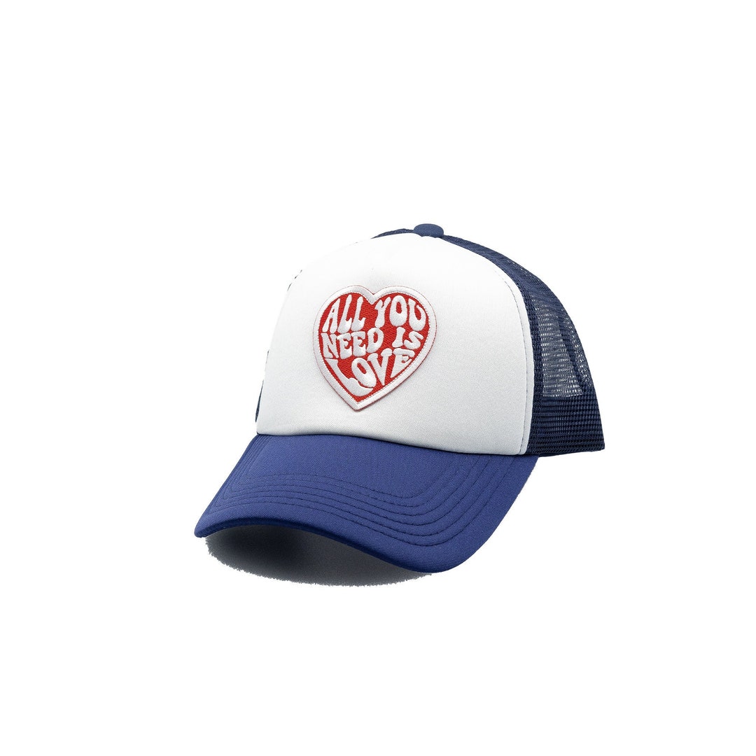 All You Need is Love Navy Blue Trucker Hat With Mesh Snap  display picture 2