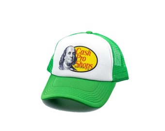 Cash Pro Shops Gorra de camionero verde con cierre de malla, gorra negra ajustable para todos los regalos