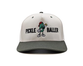 Vintage Style Pickle Baller Trucker Hat | Green & Natural Two-Tone Hat