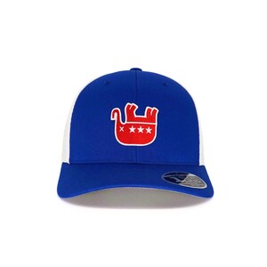 Upside Down Republican Elephant - Fun Political Trucker Hat Blue/White