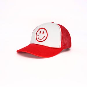 Smiley Face Foam Trucker Hat, Trucker Hat, Happy Face Trucker Hat, Fashion Trucker Hat, Mesh Back Trucker Hat, Smile Hat