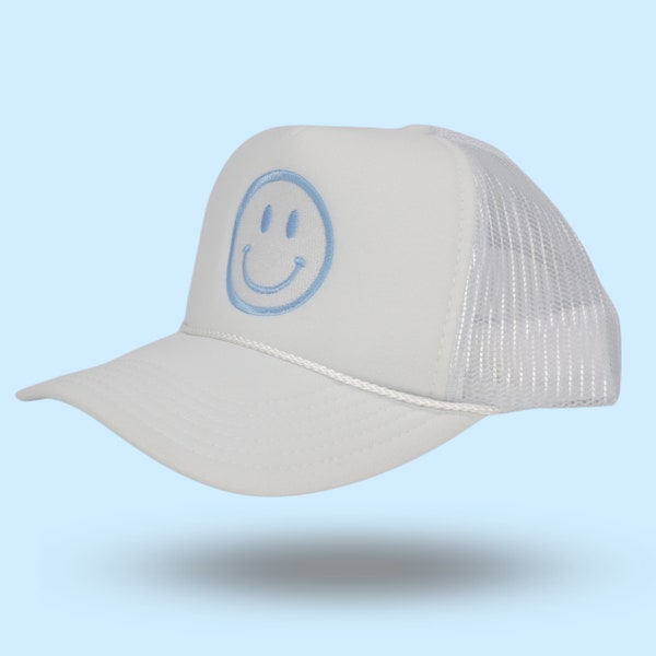 Smiley Face Foam Trucker Hat, Trucker Hat, Happy Face Trucker Hat, Fashion Trucker Hat, Mesh Back Trucker Hat, Smile Hat
