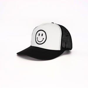 Smiley Face Foam Trucker Hat, Trucker Hat, Happy Face Trucker Hat, Fashion Trucker Hat, Mesh Back Trucker Hat, Smile Hat