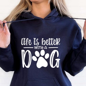 Life Is Better With Dogs Sweater, Dog Mom Sweatshirt, Dog Mom Gift, Fur Mama Hoodie, Dog Mom Shirts for Women, Gift for Dog Lover