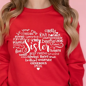 Sister Heart Sweatshirt: Cotton-Blend Sisterhood Gift