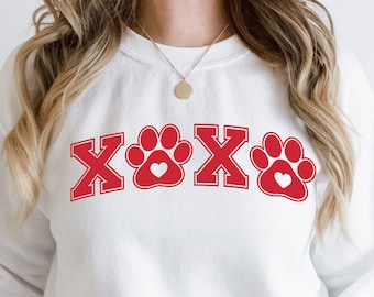 Sweat XOXO à imprimé pattes de chien, cadeau Saint-Valentin