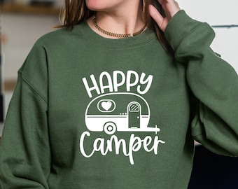 Happy Camper Hoodie: Cotton Blend Camping Crew Sweatshirt
