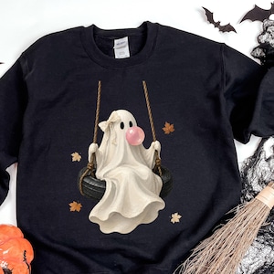 Ghost on Swing Hoodie: Cotton Blend, Direct-to-Garment Print