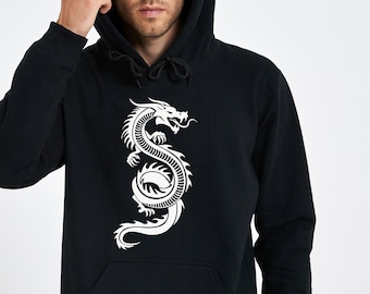 Unisex Dragon Hoodie: Cotton-Blend Graphic Sweatshirt