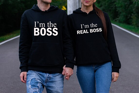 I'm the Boss and I'm the Real boss sweatshirts, Couples matching hoodies, Couples matching sweaters,Funny Couple hoodies,Valentines Day tees