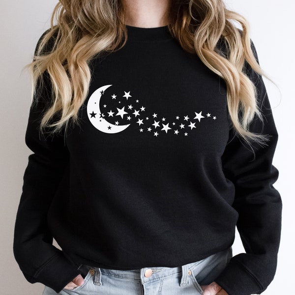 Celestial Sweatshirt ,Moon & Stars Sweatshirt ,Moon and Stars Hoodies, Celestial Hoodie, Celestial shirts, Moon Sweatshirt for Women