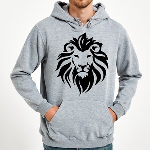 Sweatshirt Homme Femme Avec Visage De Lion Coloré - Noir, Coupe Classique, 241 G