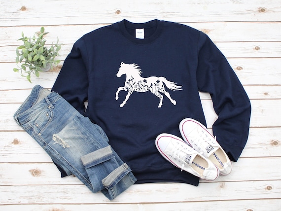 Floral Horse Hoodie ,horse Lover Hoodie, Floral Horse