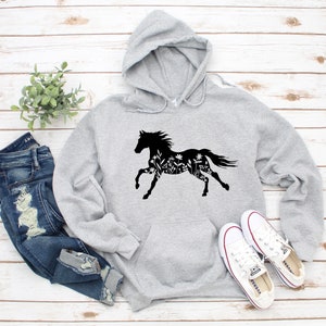 Floral Horse Hoodie ,horse Lover Hoodie, Floral Horse Sweatshirt, Horse ...