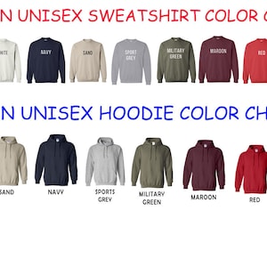 Peut inclure: Nuancier de couleurs pour sweat-shirts et sweats &agrave; capuche unisexes Gildan. Le nuancier pr&eacute;sente les couleurs disponibles pour les deux styles, notamment le noir, le blanc, le marine, le sable, le gris sport, le vert militaire, le bordeaux, le rouge et le vert for&ecirc;t.