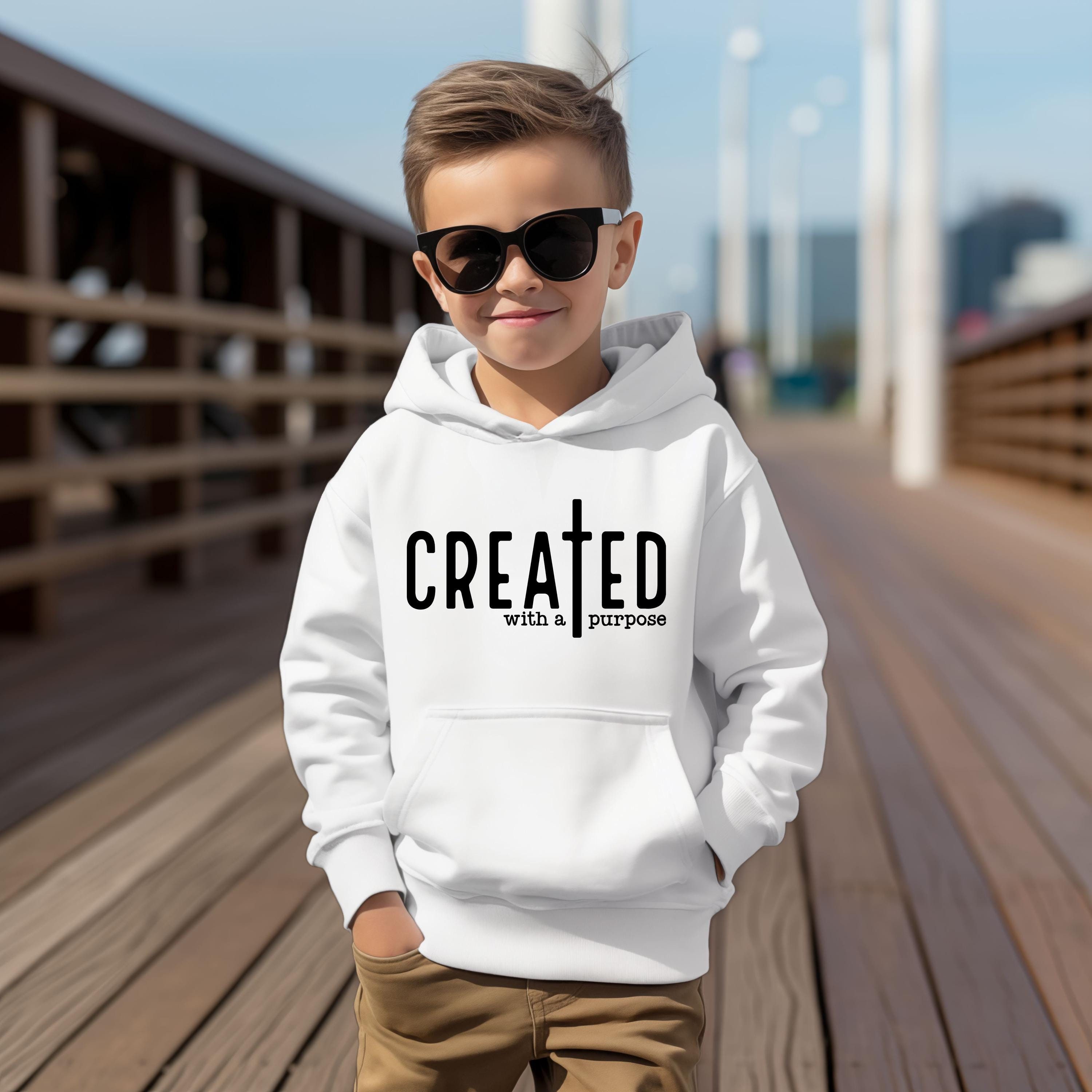 Kids 'Created With A Purpose' Hoodie - Christian Faith Bible Verse