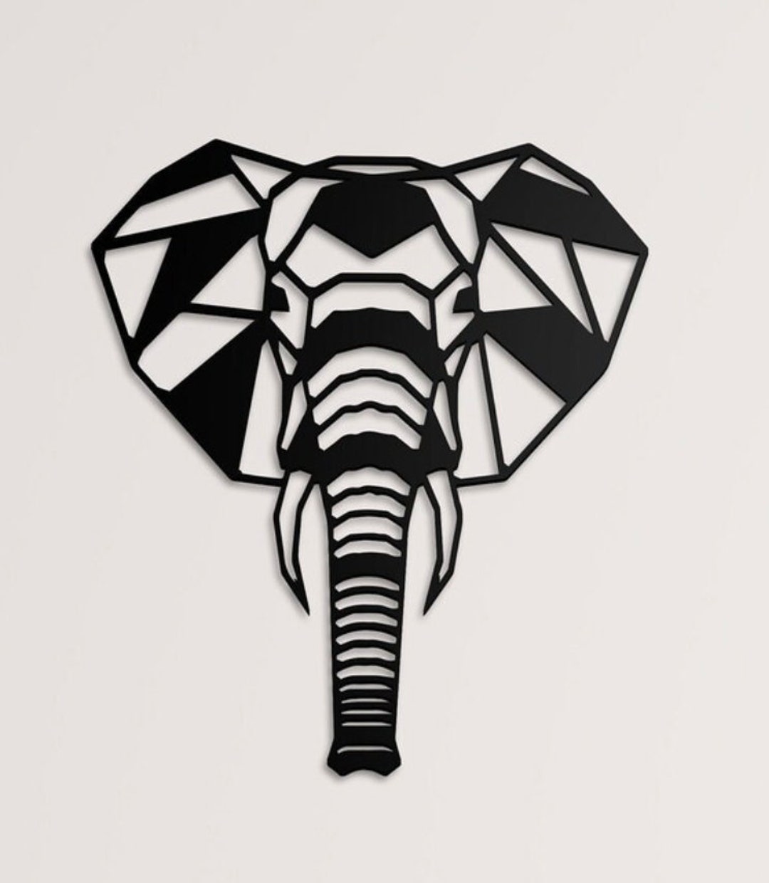 Wooden Geometric Elephant Head Wall Decor Wood Wall Art Etsy