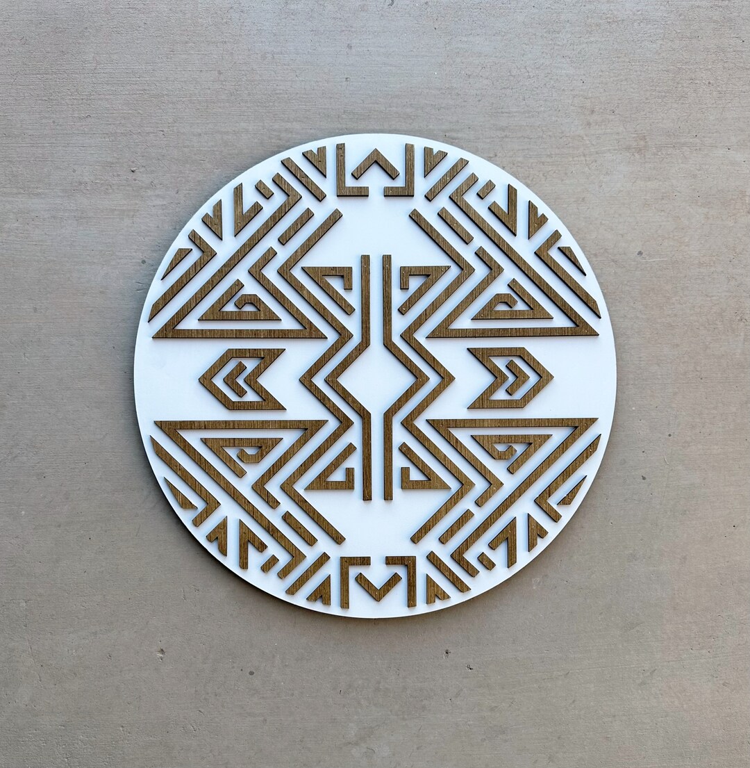 Geometric Round Wood Wall Art Bohemian Wood Wall Art Round Etsy