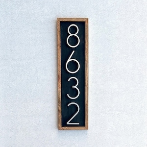 House Number Sign, Vertical Address Numbers, House Number Plaque, Modern Address Sign, Wooden Address Plaque, Custom Address Sign