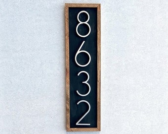 House Number Sign, Vertical Address Numbers, House Number Plaque, Modern Address Sign, Wooden Address Plaque, Custom Address Sign