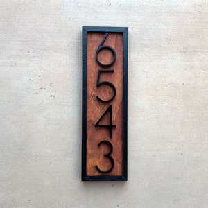 House Number Sign, Vertical Address Numbers, House Number Plaque, Modern Address Sign, Wooden Address Plaque, Custom Address Sign