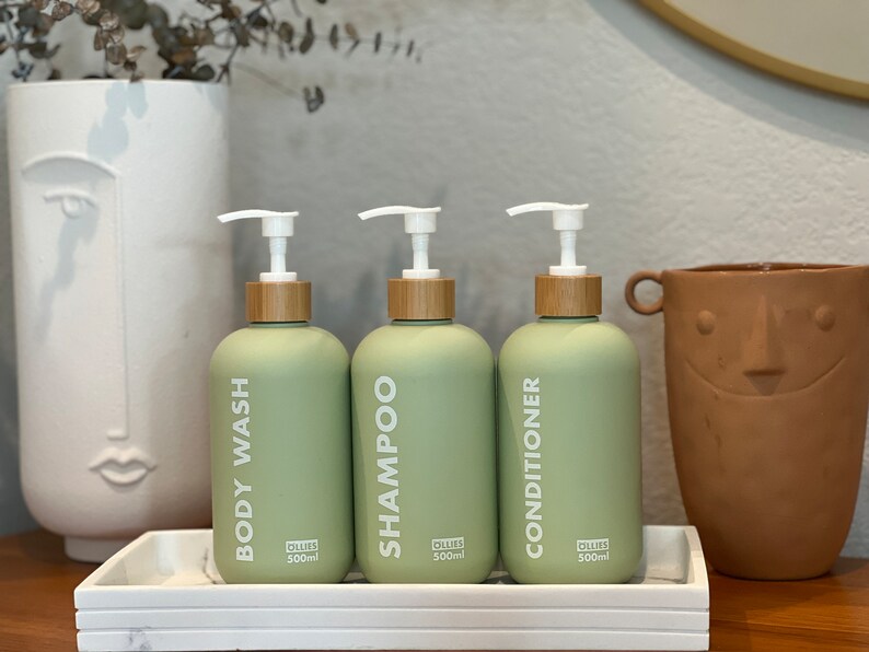 Shampoo Conditioner Body Wash Bottles for Bathroomset of 3 Etsy