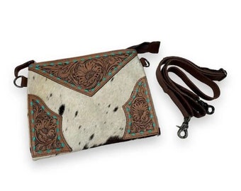 Tooled Cowhide Crossbody