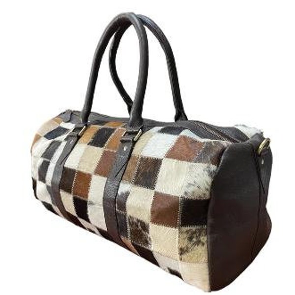 Wholesale Patchwork Cowhide Duffle Bag