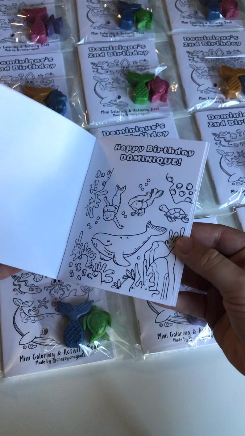 Custom Mini Coloring Books W/crayons for Children | Birthday Party ...