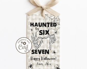 Six Seven 6 7 Personalized Halloween Gift Favor Tag: Editable Corjl Design (Printable Digital Download)