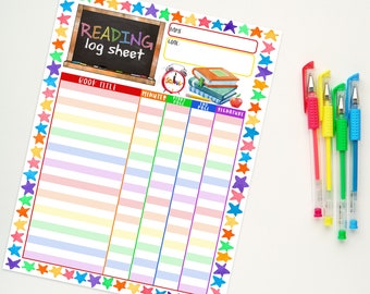 Printable Reading Log Chart Sheet | Rainbow