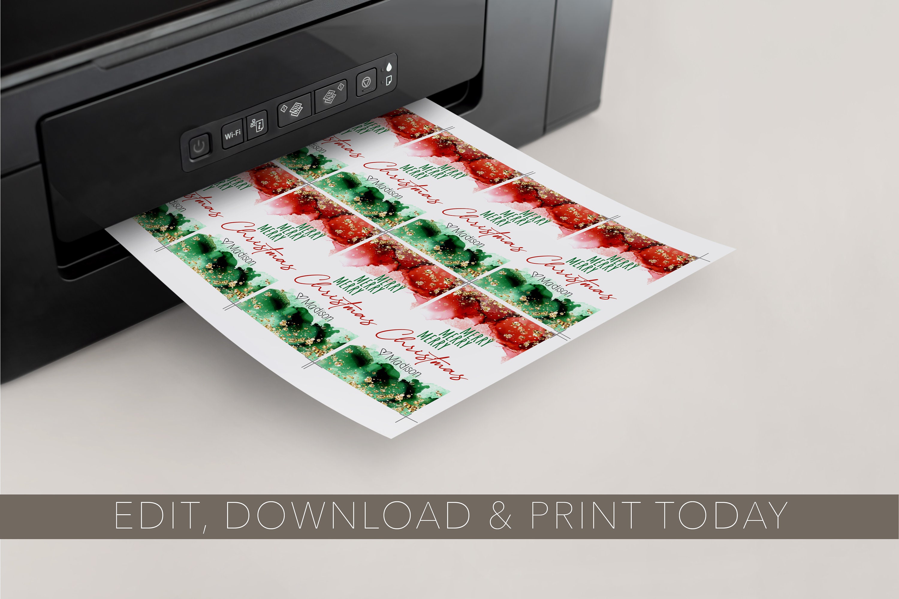 Personalized Editable Watercolor Christmas Gift Tag With Glitter ...