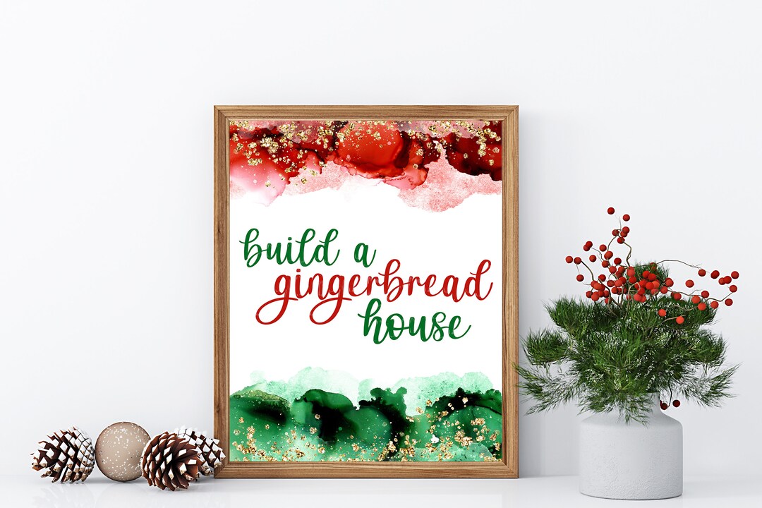 Printable Christmas Party Sign | Build a Gingerbread House | 8x10 ...