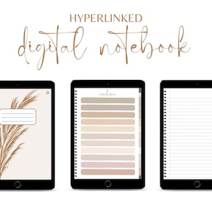 Boho Digital Notebook | Hyperlinked Interactive PDF | GoodNotes, Noteability Student Notebook with Tabs