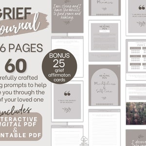 Grief Journal | Grief Therapy Journal | Hyperlinked Interactive PDF | GoodNotes, Noteability | Digital | Printable