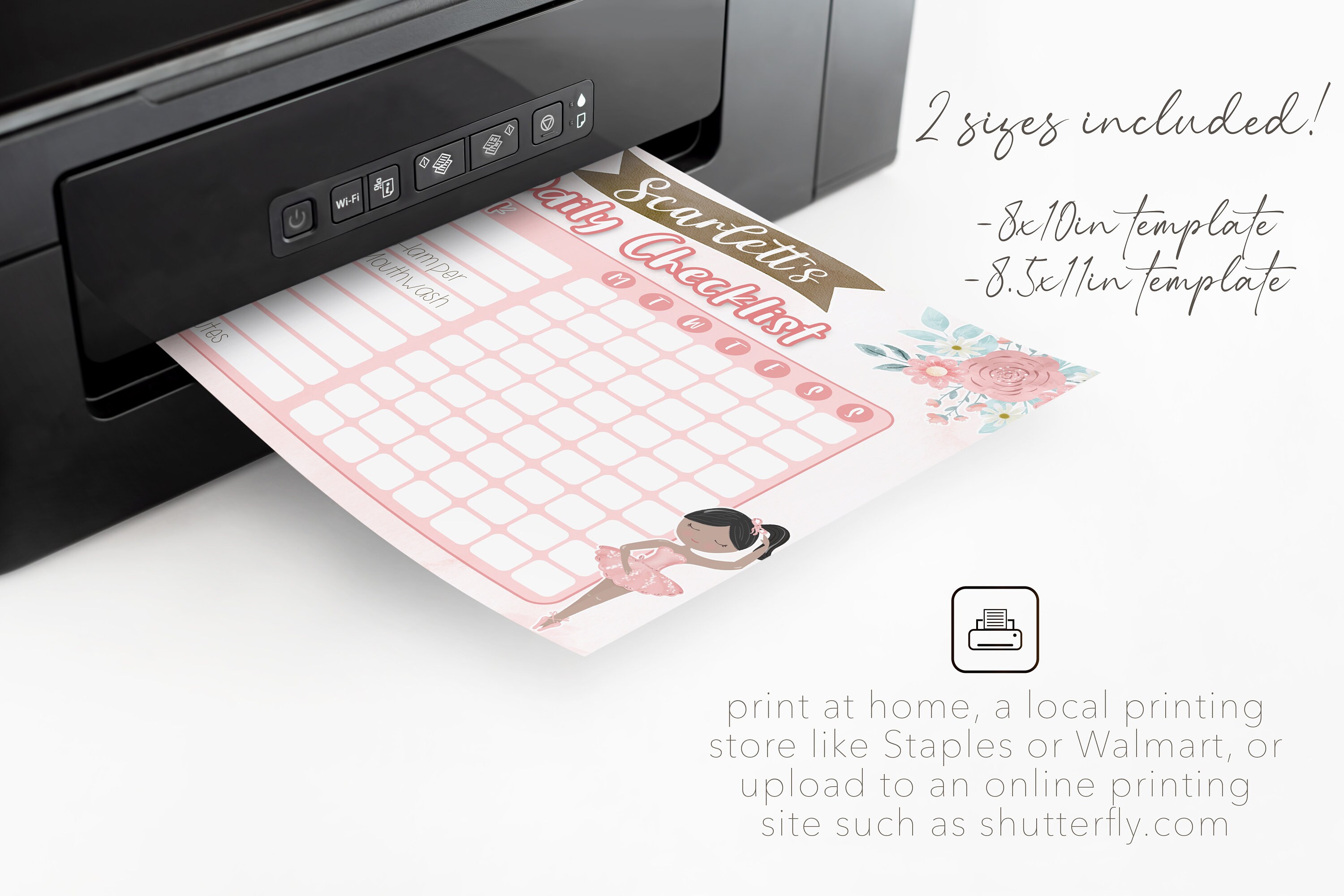 Personalized Kids' Chore Chart Checklist Template Black Ballerina ...