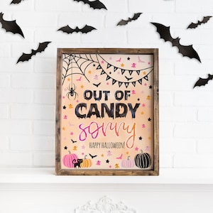 Doces ou travessuras rosa Halloween fora do sinal de doces | 8x10