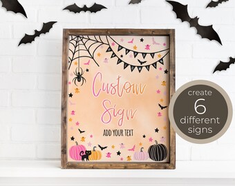 Custom Halloween Party Decor Signs Template | 8x10