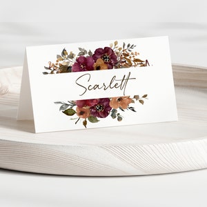 Fall Floral Folding Place Cards & Food Labels Thanksgiving Autumn image 4