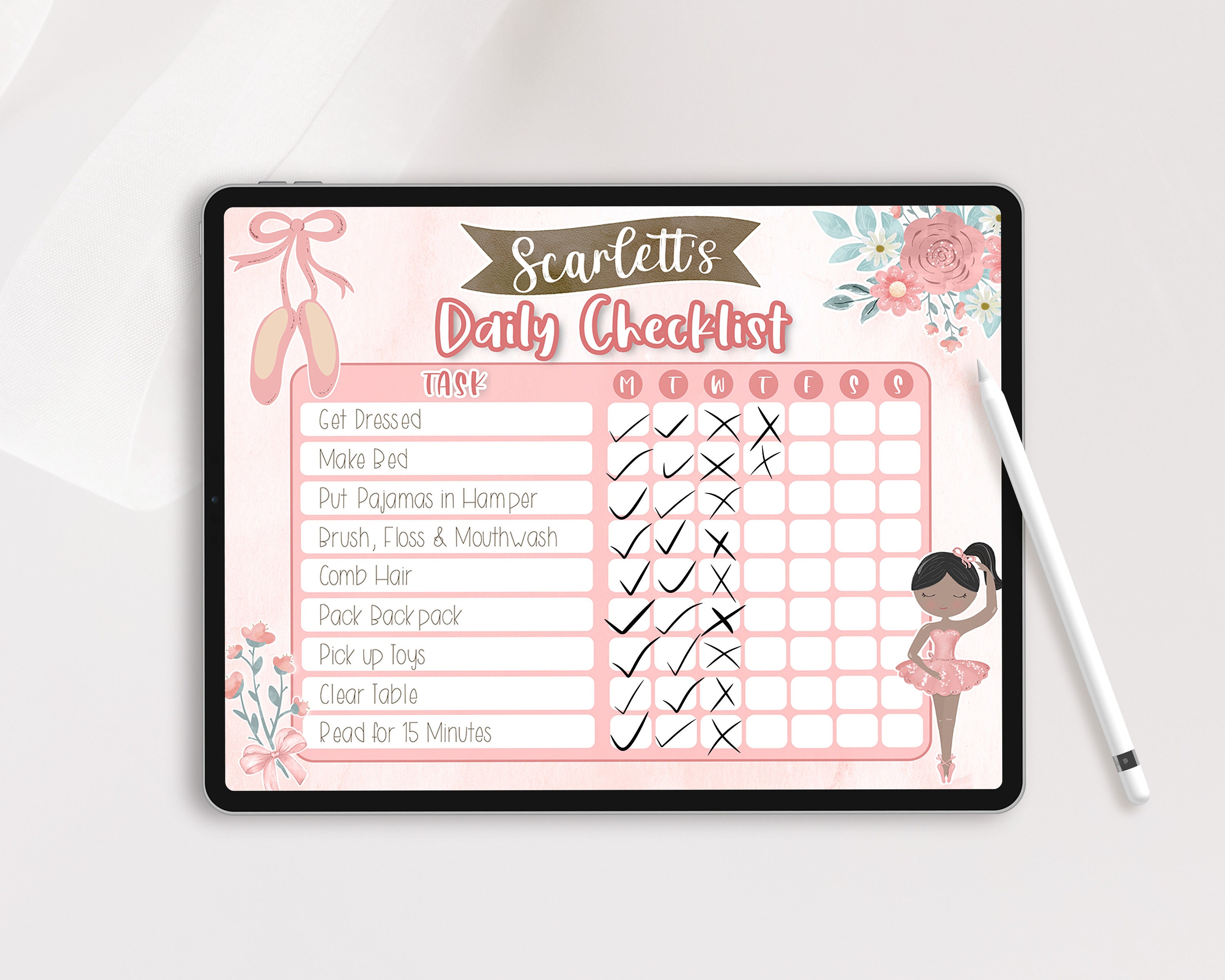 Personalized Kids' Chore Chart Checklist Template Black Ballerina ...